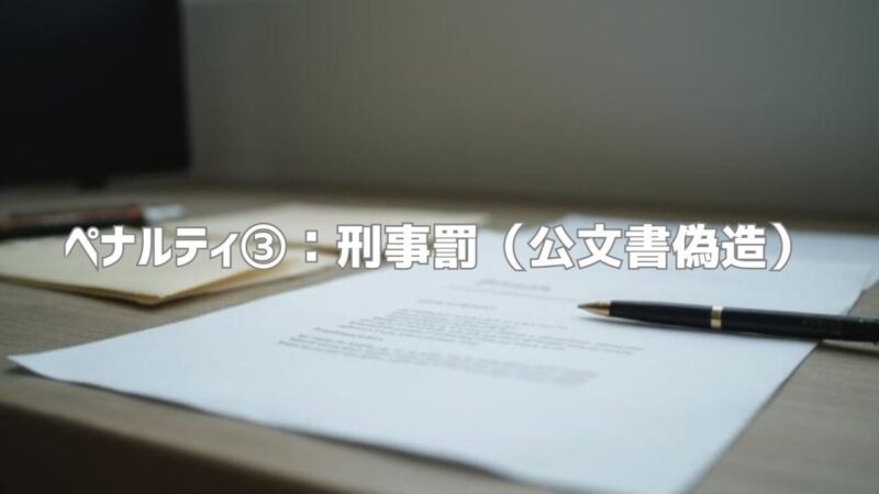 ペナルティ③：刑事罰（公文書偽造）